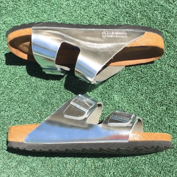 NWT Birkenstock Arizona Sandal Leather Silver 39 - Picture 2 of 8